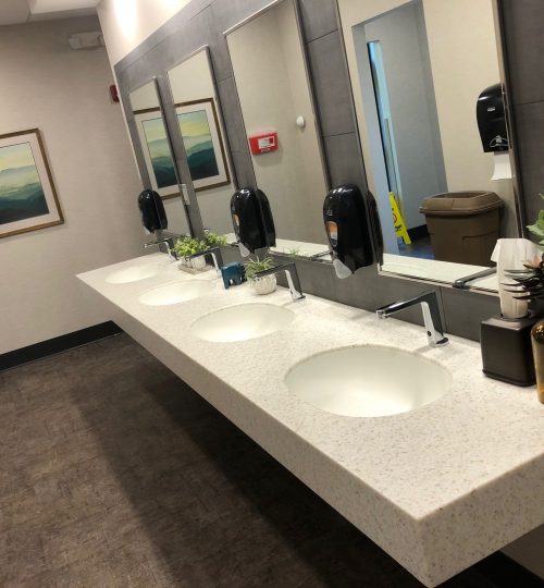 Horizon Convention Center - Muncie, Indiana - Project Type:  Restroom Remodel - Tasks:  Select and specify interior finishes.  Select, procure and install artwork and accessories.